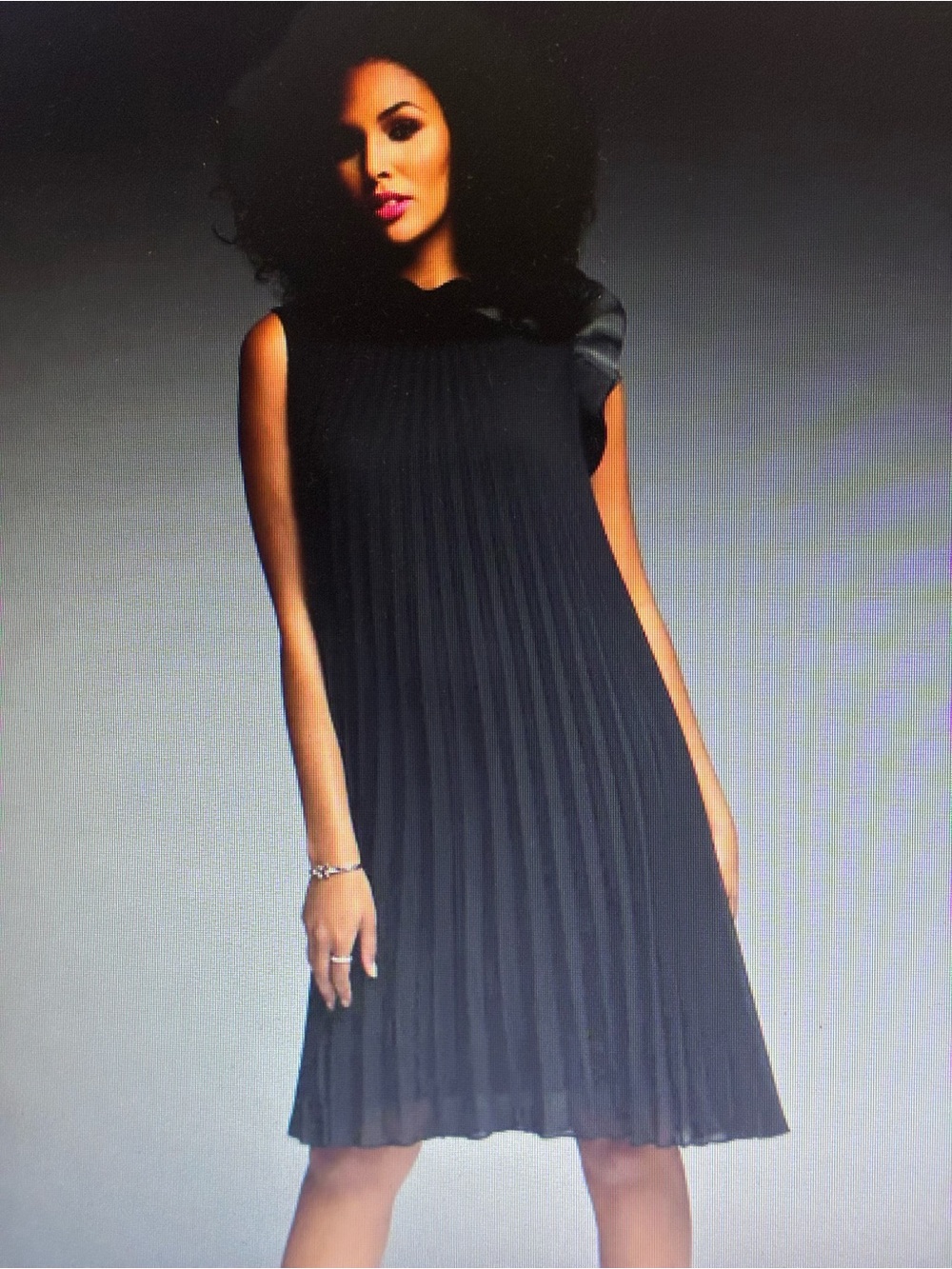 Joseph Ribkoff Black Sleeveless Pleated A-Line Dress